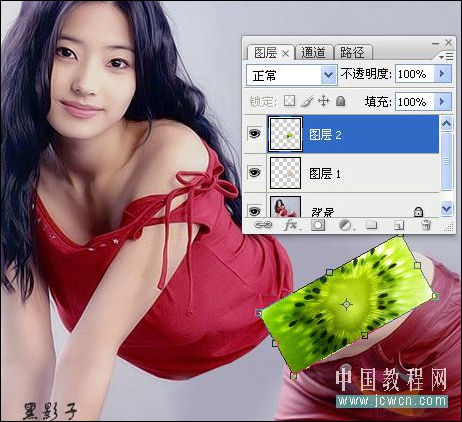 photoshop圖片切割合成獼猴桃美女 photoshop圖片切割合成獼猴桃美女