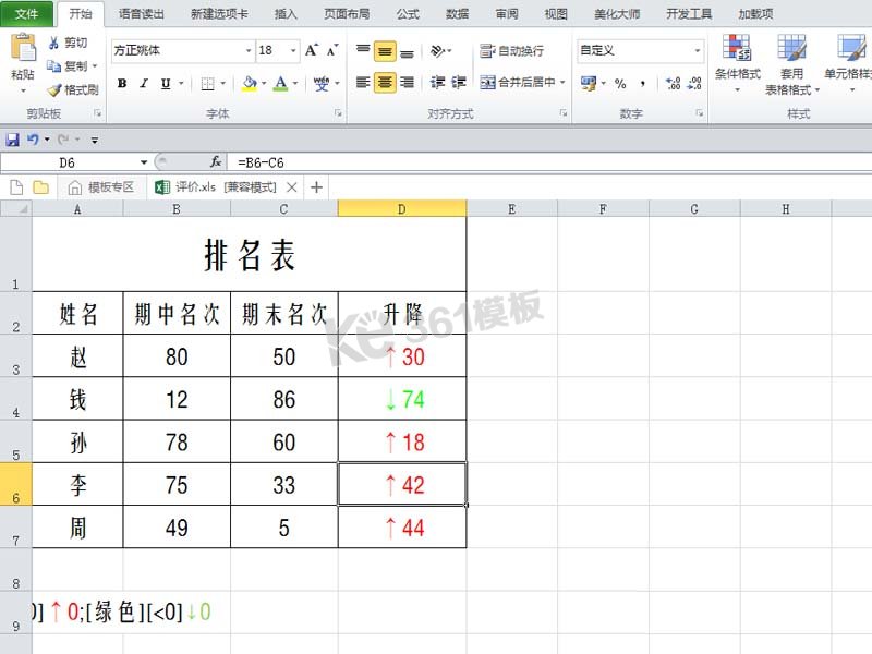 excel表格數據使用紅綠箭頭表示升降圖七 excel表格數據使用紅綠箭頭表示升降圖七