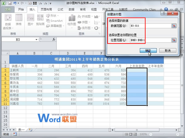 Excel2010中活用迷你圖制作走勢表