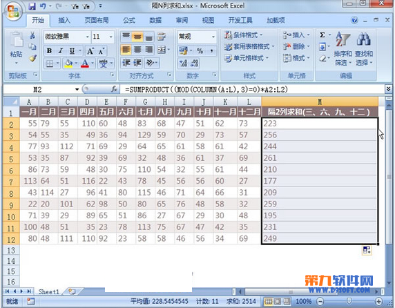 Excel教程 怎樣實(shí)現(xiàn)隔多列數(shù)據(jù)求和