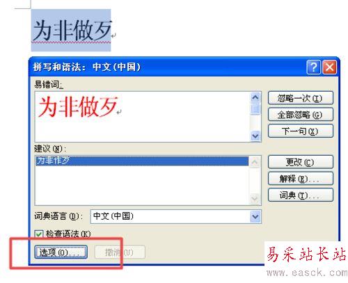 word2007中更正錯誤詞語的設(shè)置方法