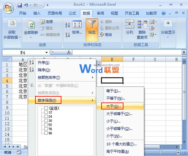 在Excel2007中選出符合要求的數(shù)據(jù),然后進行批處理