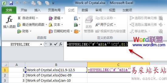 單擊C1單元格