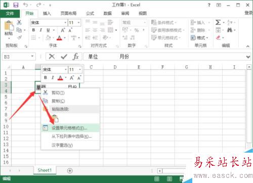 在Excel2013中做出兩個數據的上下標效果