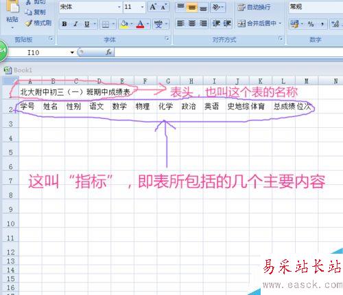 怎樣制作中學生成績EXCEL表格