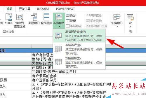 如何在excel 2010中凍結窗口?