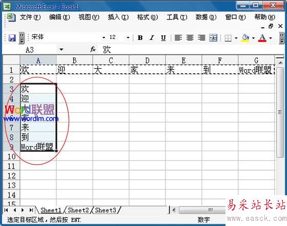 行復制成列了