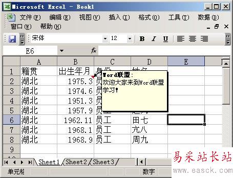 鼠標(biāo)放到該單元格自動(dòng)顯示
