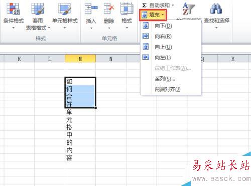 excel2010如何合并單元格中的內(nèi)容