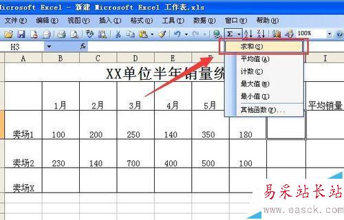 如何利用EXCEL表格求和,并且做成格式化的表格