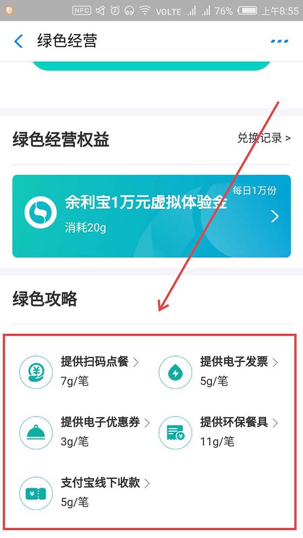 支付寶,綠色經營權益