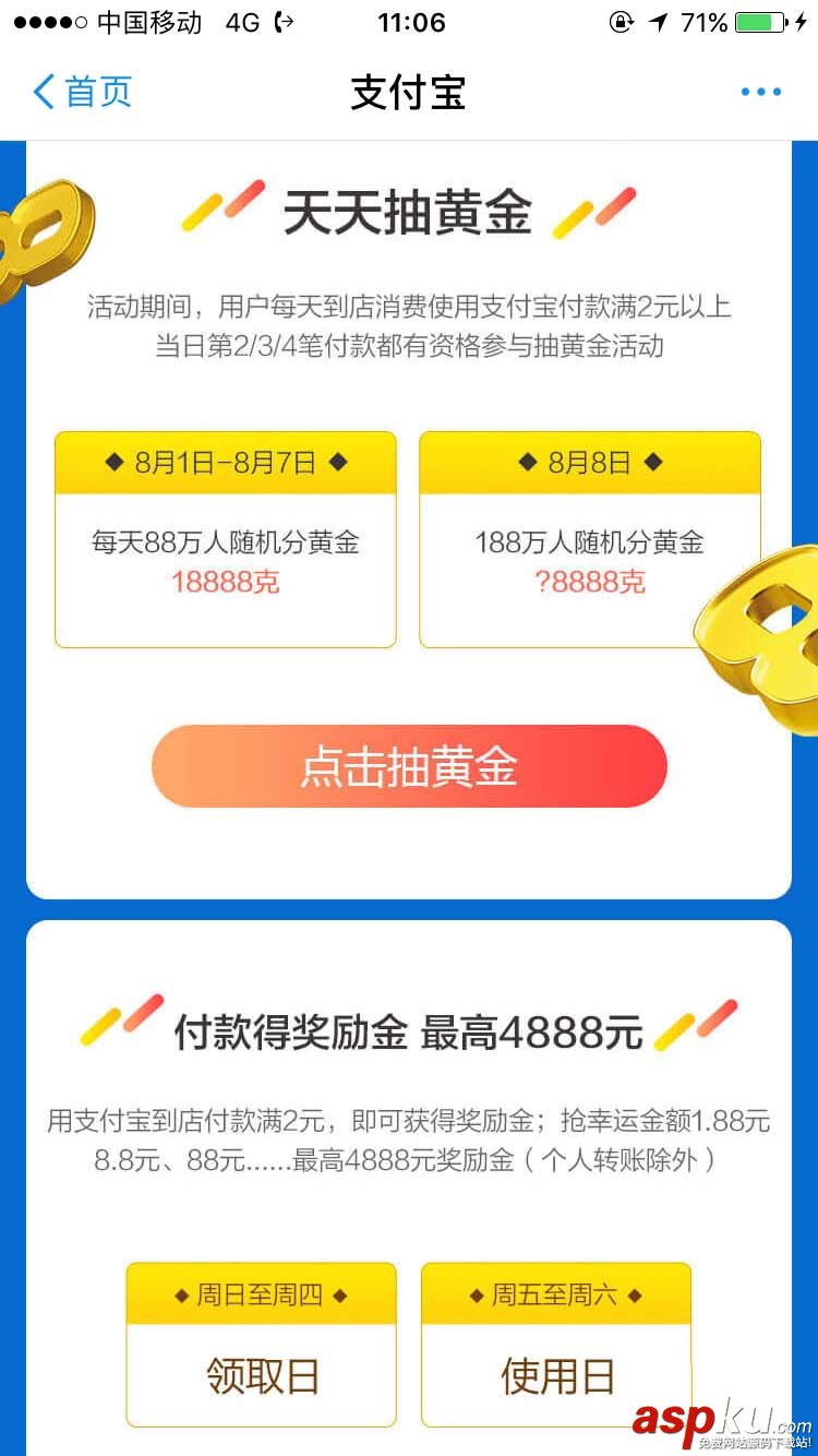 支付寶,黃金