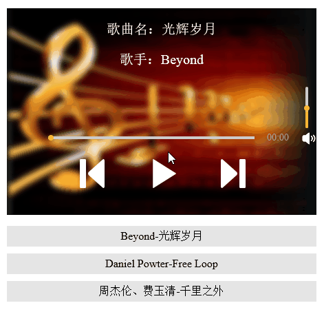 HTML5,網頁音樂播放器,HTML5音樂播放器