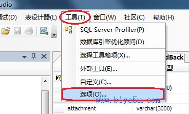 工具菜單下的選項菜單項
