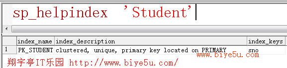sp_helpindex存儲(chǔ)過(guò)程的執(zhí)行結(jié)果