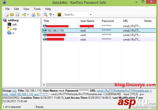 Keepass+PuTTYPortable+Winscp一鍵登錄實例詳解 Keepass,PuTTYPortable,Winscp