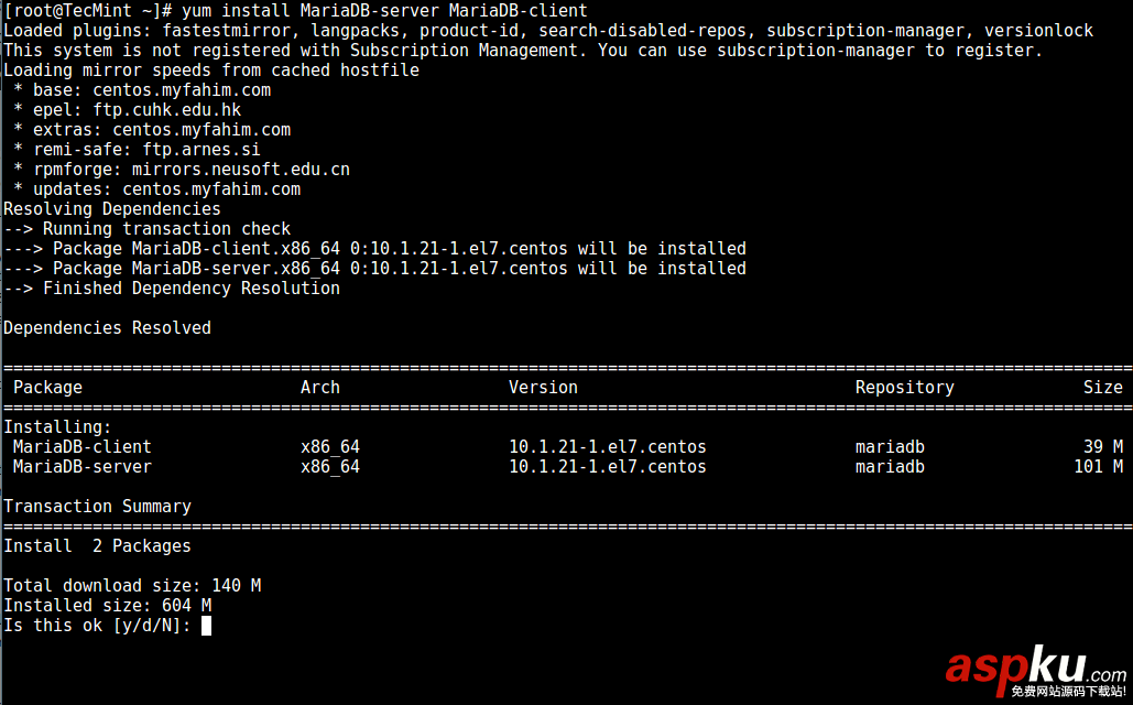 詳解如何在 CentOS 7 上安裝和安全配置 MariaDB 10 centos7安裝mariadb10,centos7安裝mariadb,centos,mariadb,配置