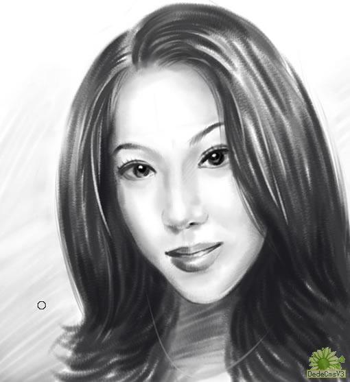 painter手繪女孩頭像素描