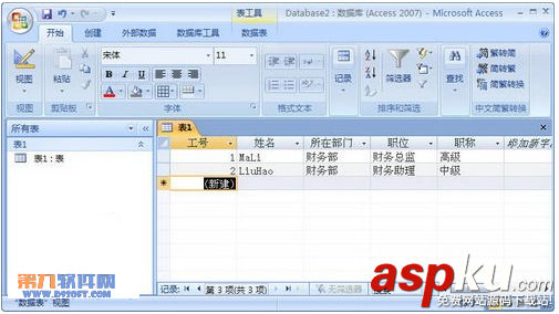 Access2007表的數(shù)據(jù)表教程
