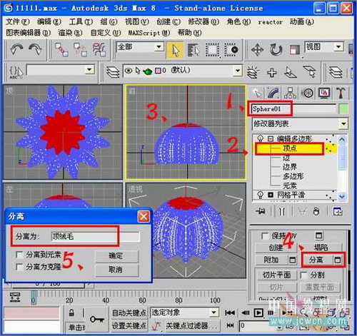 3ds max毛發修改器制作逼真仙人球