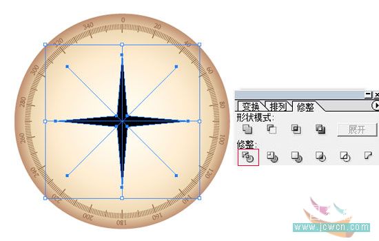 illustrator鼠繪教程：簡單繪制金色指南針_網頁設計